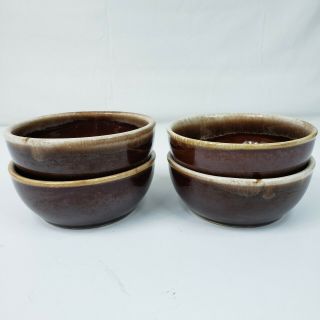 Vintage Usa Glazed Brown Pottery Kitchen Bowls Boho Home Decor Kitchenware 5 "