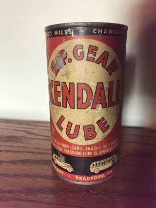 Vintage Kendall E.  P.  Gear Lube Sae 160 Full Tin Can