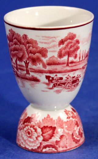 Vintage Wood & Sons English Scenery Cranberry Double Egg Cup