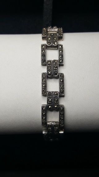 Vintage Sterling Silver 925 Marcasite Bracelet 7 1/2