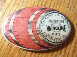 Antique Celluloid Advertising Pocket Mirror Valvoline Oils Los Angeles,  Ca.