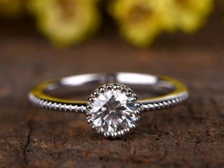 Antique Art Deco 1 Ct Round Diamond Solitaire Engagement Ring 14k White Gold Fn