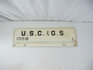Vintage 1958 License Plate Topper - United States Coast And Geodetic Survey - Usc&gs