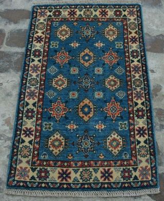 Y669 Best Handmade Afghan Caucasian Rug/ Tribal Kazak Oriental Blue Rug 2 