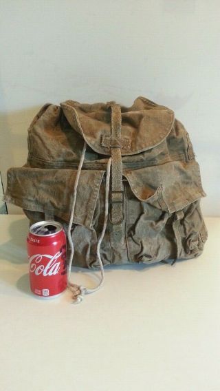 Vintage Military Army Canvas Backpack Czech Army Rucksack Bag