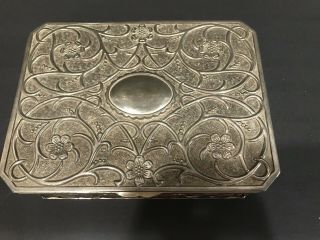 Vintage Godinger Silver Plate Victorian/Art Nouveau Jewelry Box 9 1/4 x 7 Velvet 2