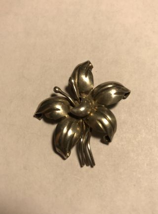 Vintage Designer Maricela Taxco Sterling Orchid Flower Pin Brooch