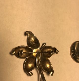 Vintage Designer Maricela Taxco Sterling Orchid Flower Pin Brooch 3