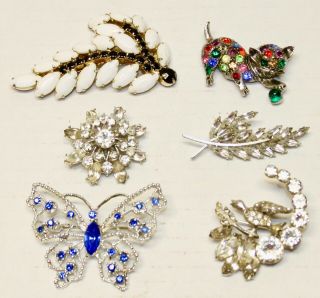 Six (6) Vintage Woman’s Costume Jewelry Pins / Brooches / Eisenberg