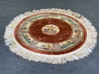 39 " Round Chinese Pictorial Peking Aubusson Hand Knotted Oriental Wool Rug