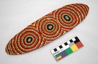Old Warlpiri Aboriginal Painted Ceremonial Wooden Board Lajamanu 1987