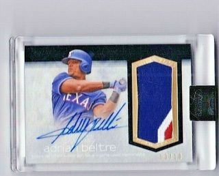2018 Topps Dynasty Adrian Beltre 3 Color Game Patch On Card Auto 3/10