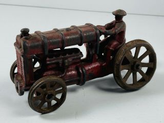 Antique Cast Iron Red Farm Tractor Hubley Arcade Red Paint