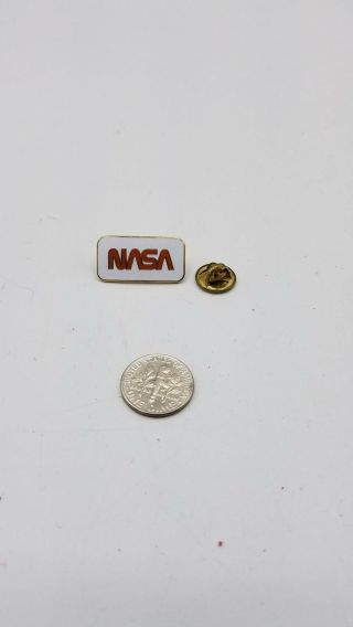 Vintage Nasa Worm Logo Enamel Gold Tone Lapel Pin