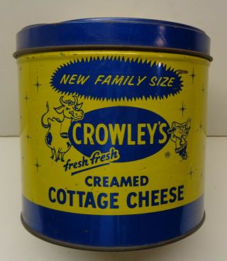 Vintage Crowleys Creamed Cottage Cheese Tin Can -.