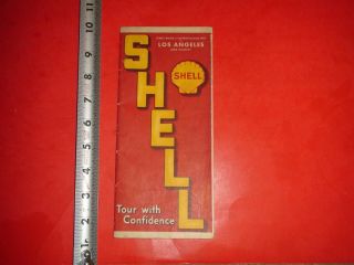 Je974 Vintage Shell Oil Gasoline Map Of Los Angeles California