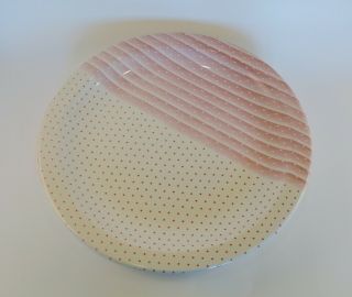 Churchill England Plates Dinner Vintage Pink White Polka Dot Striped 10 