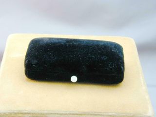 Antique Black Velvet Jewelry Box Purple Silk MOP Push Button 2