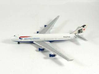British Airways Boeing 747 - 400 Hong Kong G - Bnlr Aircraft Model 1:500 Scale Herpa