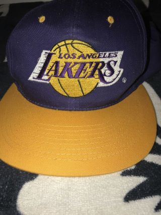 Vintage 90s Los Angeles Lakers Snapback Hat By Ajd Cap Big Logo