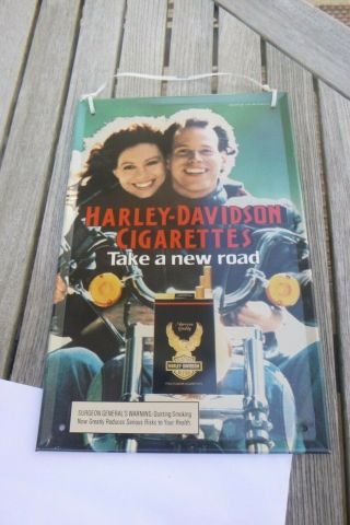 Vintage Harley - Davidson Cigarettes Advertising Metal Sign 1987 Motorcycles