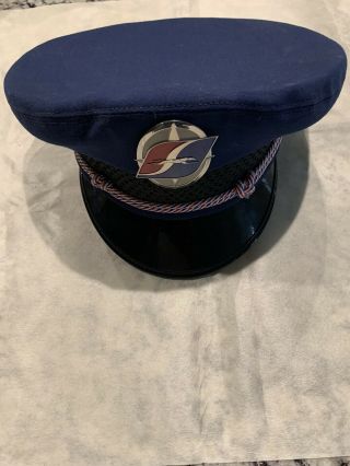 Vintage Greyhound Bus Driver Cap Hat With Badge Size 7 3/8 Large Shape