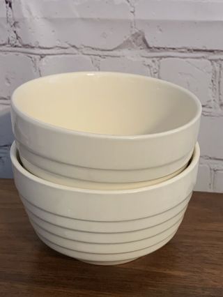 Scio Pottery White Set Of 2 Ribbed Cereal Soup Bowl Vintage Usa Cream Ivory