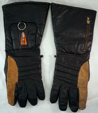 Vintage Esprit Leather Motorcycle Gloves Long Gauntlet Style 2 Tone Leather Xl