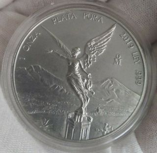 2019 1 oz.  999 Fine Silver Mexican Libertad Antiqued BU coin only 1,  000 minted 3