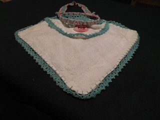 Vintage Clothes Pin Holder Hanging Bag Crochet Trim Towel/handmade