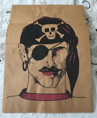 Vintage Topstone Brown Paper Bag Halloween Mask Pirate Man Folded