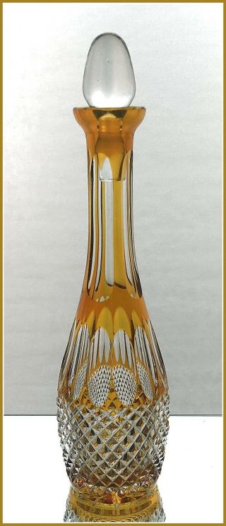Honey Golden Amber Decanter Cut To Clear Crystal Barthmann Germany Caesar Cäsar