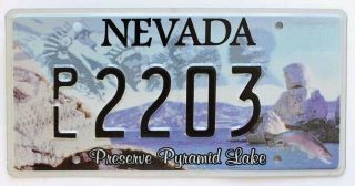 Nevada Preserve Pyramid Lake Wildlife,  Native American,  Specialty License Plate