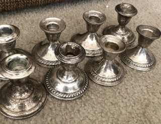 Set Of 8 Sterling Candlesticks Weighted 925 Scrap Or Use