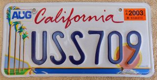 2003 California Arts Palm Tree Ocean Sunset Beach License Plate USS709 Pair 2