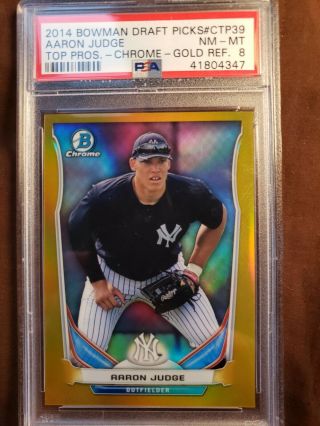 2014 Bowman Chrome Gold Refractor Aaron Judge Rookie Rc /50 Ctp39 Psa 8 (pwcc)