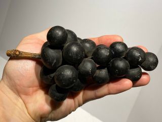 Early Vintage Italian Alabaster Stone Fruit Alabaster Dark Purple Grapes Nm,