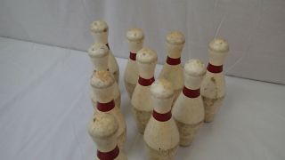 12 Piece Vintage Antique Wood Duck Pin Bowling Pin Set 10 