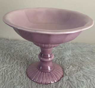 Vintage Mid - Century Modern Red Wing Pottery M - 5008 Pink Compote Pedestal Bowl