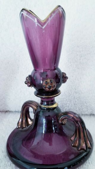 RARE & FAB BOHEMIAN ANTIQUE 1890 ' S MARY GREGORY AMETHYST GLASS 2 PIECE JAR 3