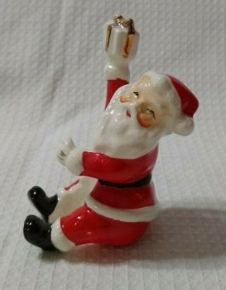 Vintage Napco Santa Claus Candle Climber Hugger With Present,  1950 