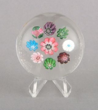 Antique French Clichy Spaced Concentric Millefiori Miniature Paperweight (2)