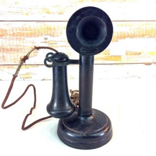 Antique 1908 Kellogg Western Electric Candlestick Telephone 20 Black Chicago