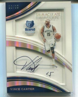 2016 - 17 Panini Immaculate Vince Carter Gold Shadowbox Auto Autograph 16/35