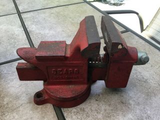 Vintage Sears 3 1/2 " Vise Swivel Base No.  506 - 51770 Made In Usa Red