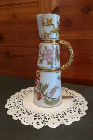 Antique 1887 Royal Worcester Gold Gilded Porcelain Ewer/pitcher (vase)