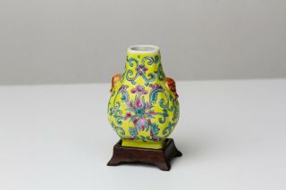 Vintage Miniature Porcelain Vase On A Wood Stand - Dollhouse,  Fairy Garden