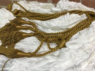 Curtain Drape Heavy Braided Tassel Tie Backs (4) Vintage Gold 36”
