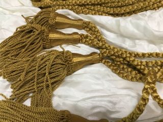 Curtain Drape Heavy Braided Tassel Tie Backs (4) Vintage Gold 36” 2