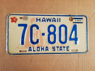 Vtg Hawaii Hi License Plate 1976 7c - 804 Hawaiian Warrior At Diamond Head Aloha
